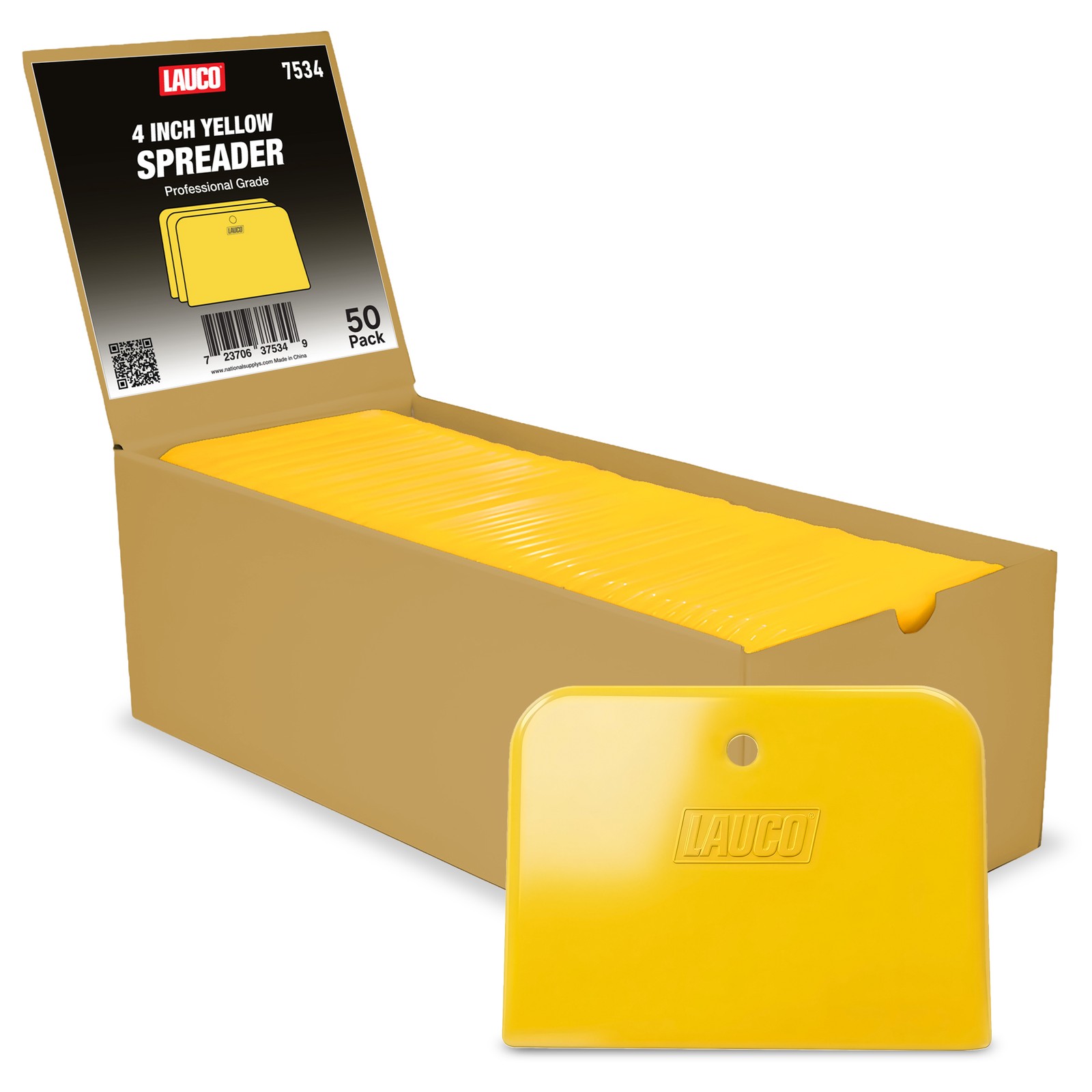 LAUCO Auto Body Filler Yellow Spreaders (Pack of 50) - Size 4\