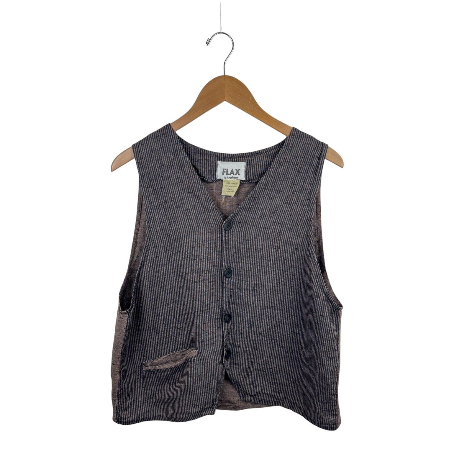 VTG Flax by Angelheart Striped Linen Vest S