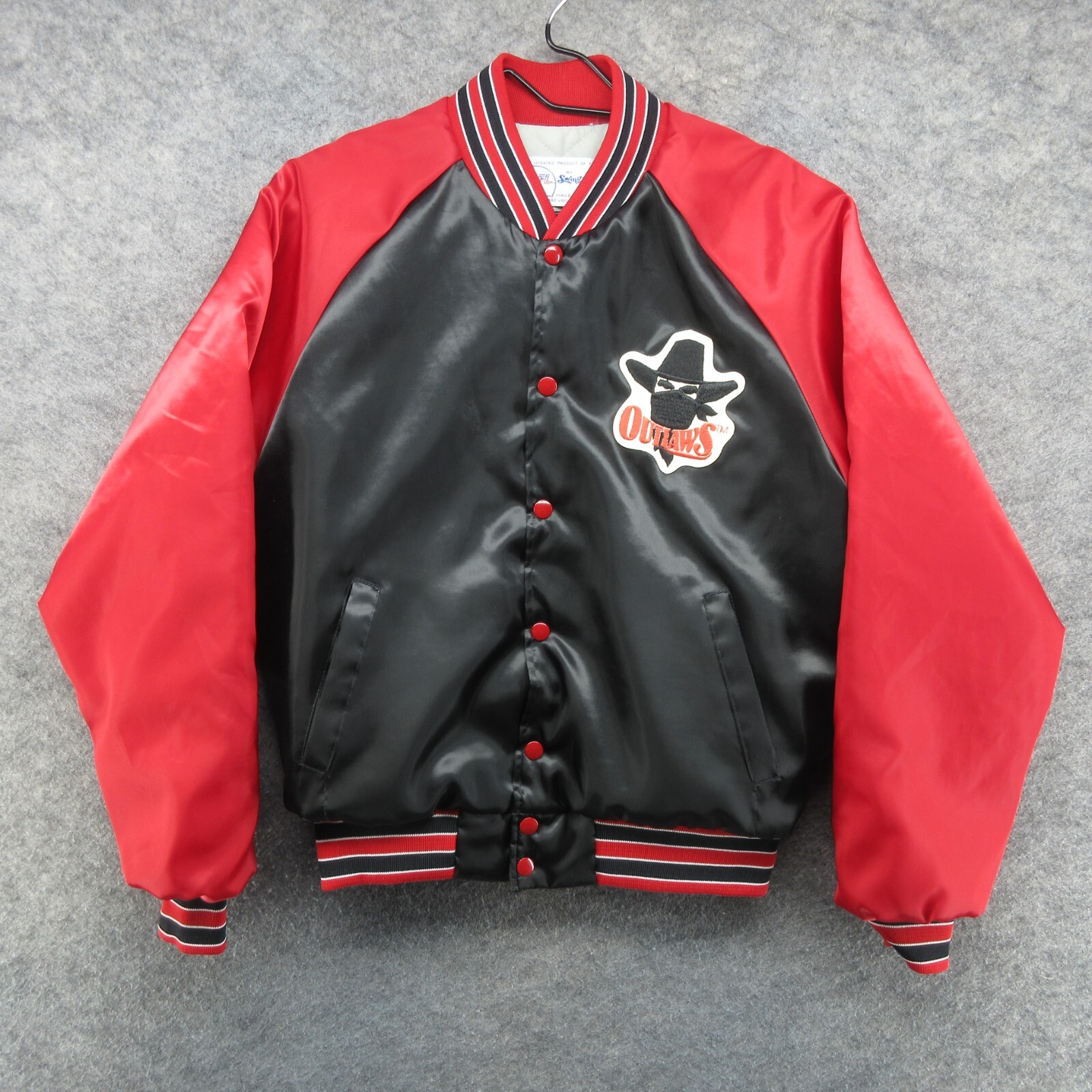 VTG Arizona Outlaws Jacket Mens Medium Black USFL Football 80s Oklahoma Bomber