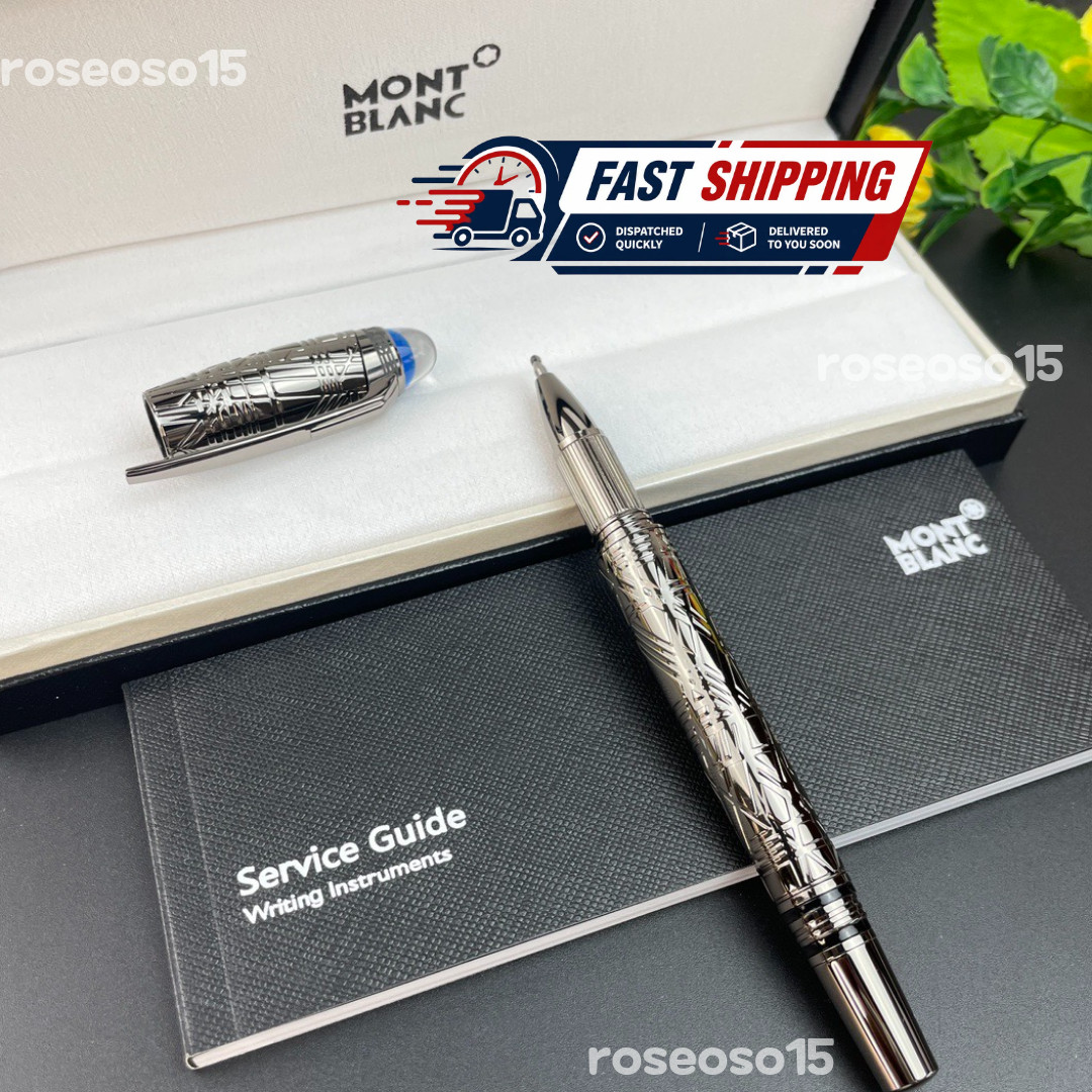 Rare MONTBLANC Star Walker Sterling Silver Rollerball Full Gift Set