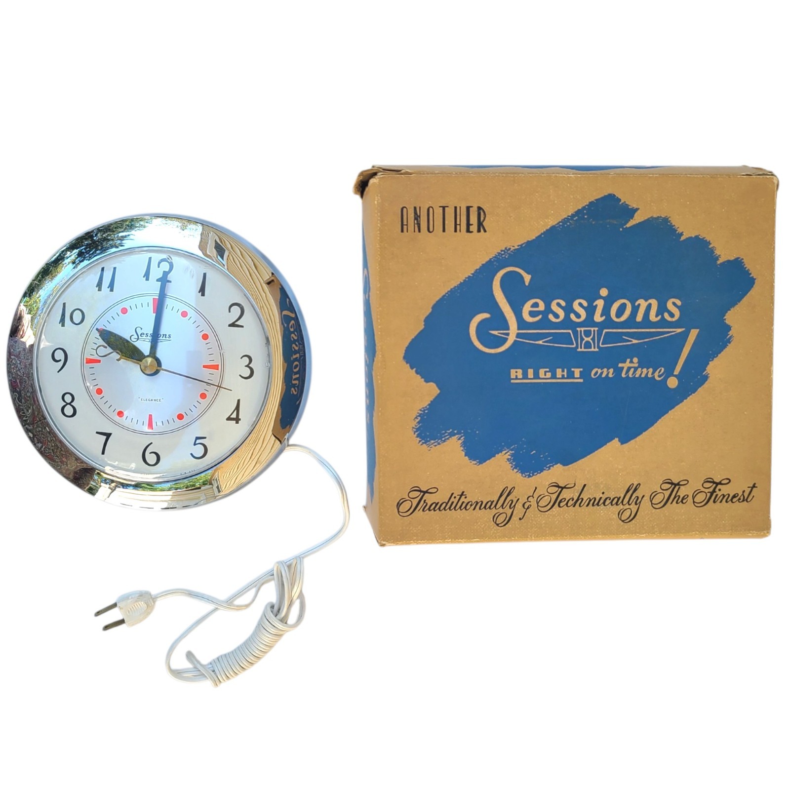 NOS Vintage MCM Chrome Wall Clock Session Kitchen w/ BOX Mid Century 1950s NOS Vintage MCM Chrome Wall Clock Session Kitchen w/ BOX Mid Century 1950s