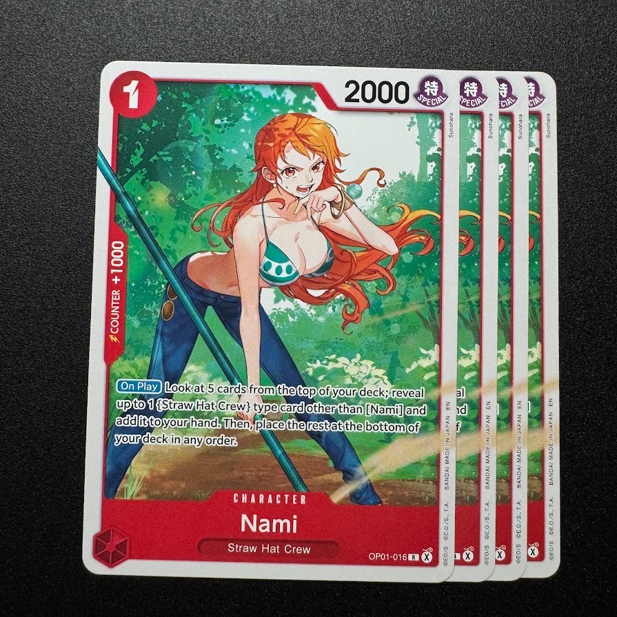 4x Nami OP01-016 Alt Art ST31 - One Piece TCG English Playset Near Mint