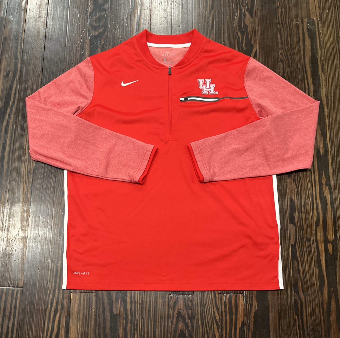 Nike Houston Cougars 1/4 Zip Pullover Men’s Large Red Polyester 