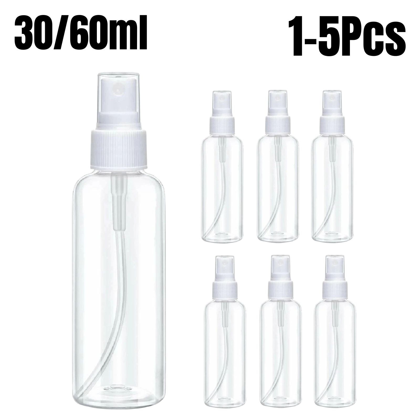 1-200PC 30ml/60ml Travel Spray Bottle Plastic Transparent Perfume Empty Atomizer