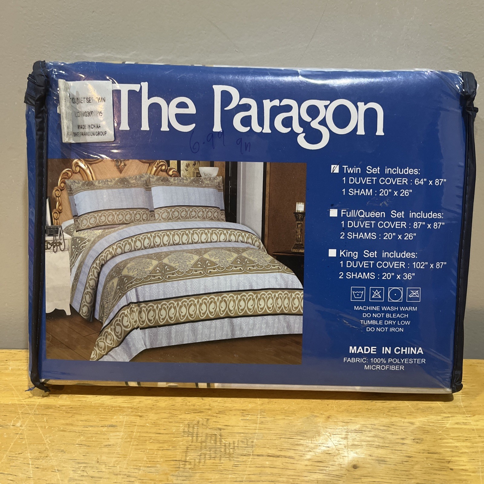 The Paragon NIB Vintage Eternity Knot Hieroglyphics Twin Duvet Set Microfiber