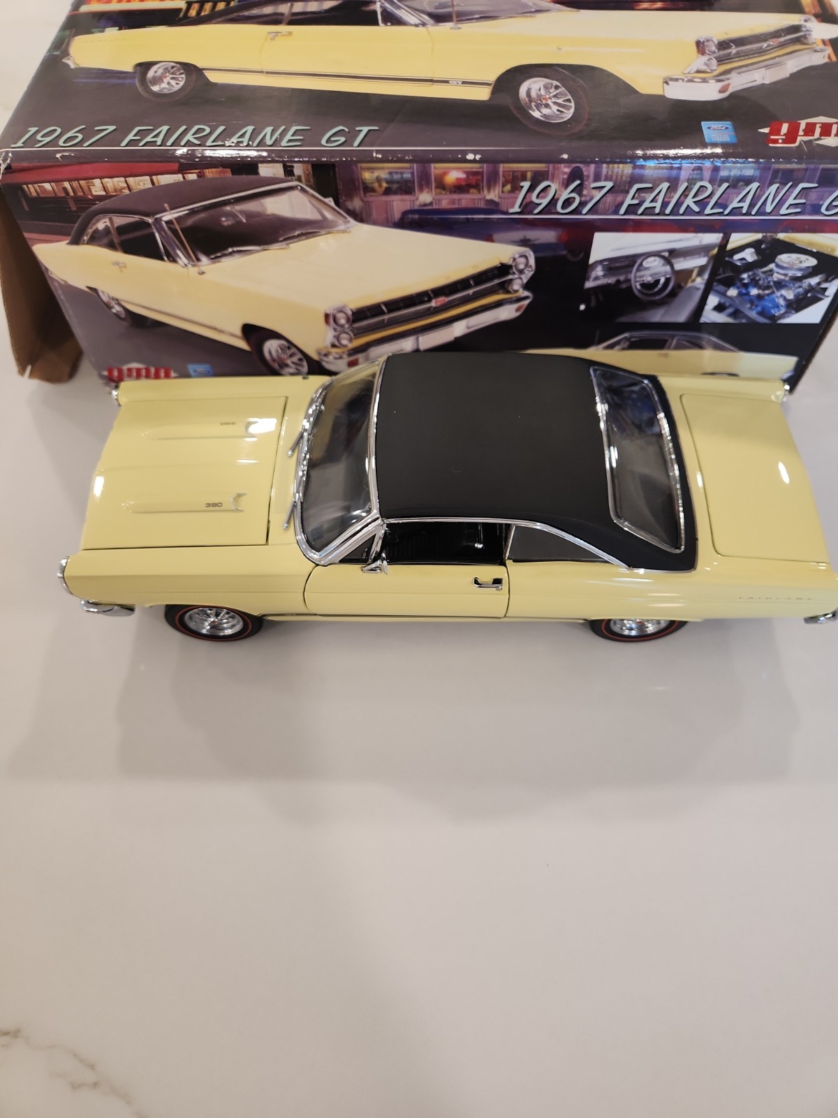 GMP 1:18 1967 Fairlane GT Yellow Black ?LOOSE ANTENNA? G1801108 See Description