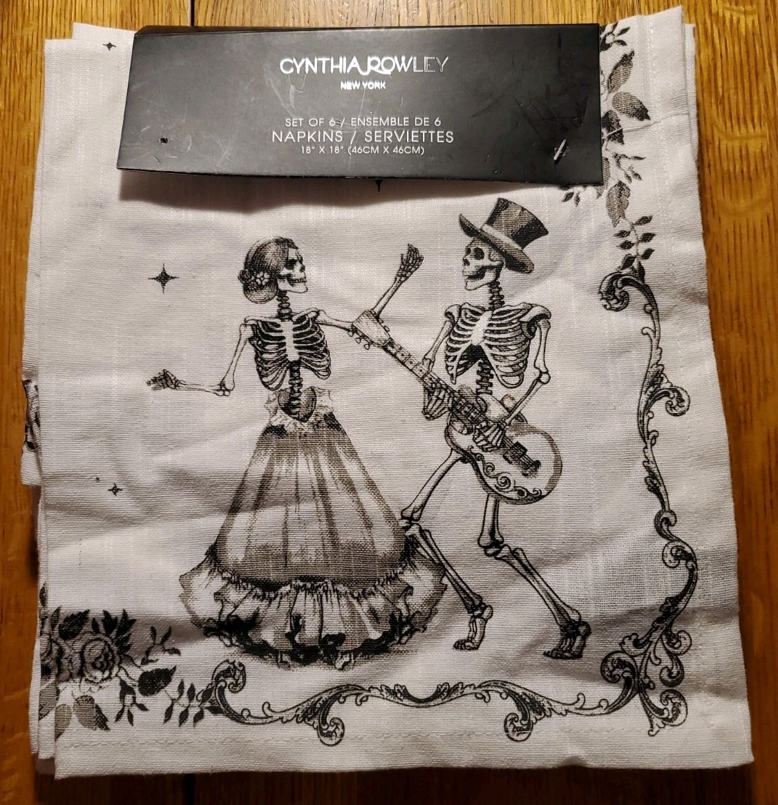 Cynthia Rowley Halloween 🎃 Dancing Skeletons 6-Pack COTTON Napkins 18