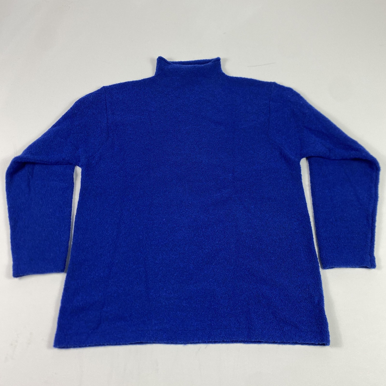 Vintage Saks Fifth Avenue Sweater Womens Large Blue Mock Neck Hong Kong 90s