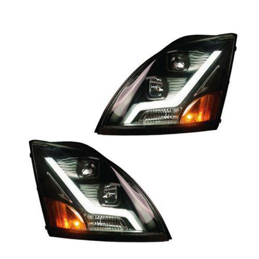 Fortpro Black Housing Headlight with Light Bar Compatible with Volvo VN/VNL - Bo Fortpro Black Housing Headlight with Light Bar Compatible with Volvo VN/VNL - Bo