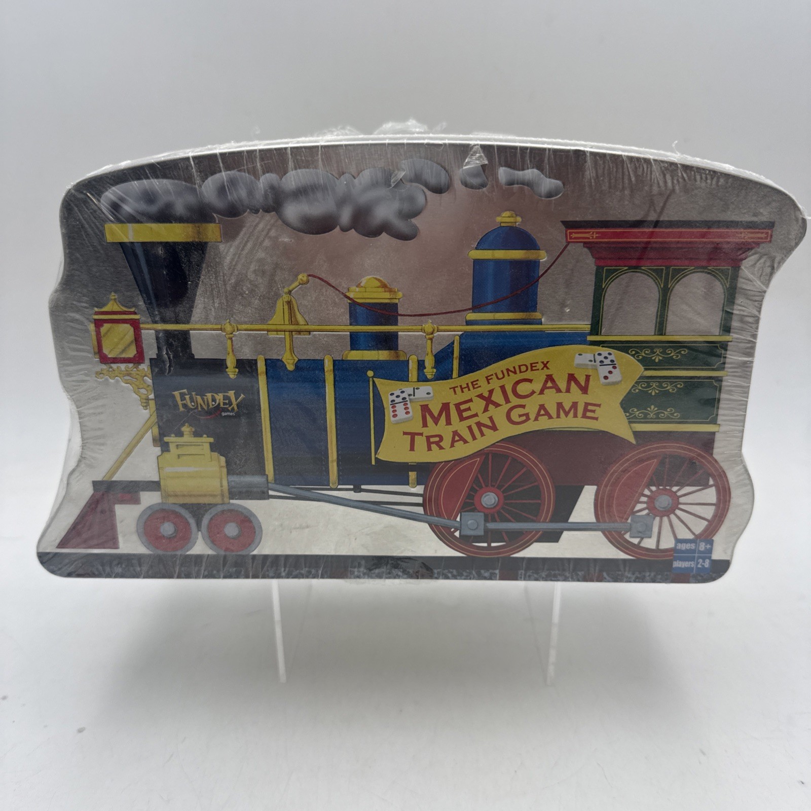 New Fundex Mexican Train Game Dominos Electronic Sound 3D Hub Metal Tin 2002