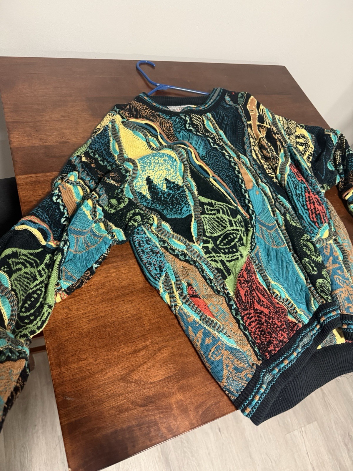 Vtg Carlo Alberto Australia CoogiStyle Med Sweater Biggie 3DMulticolor