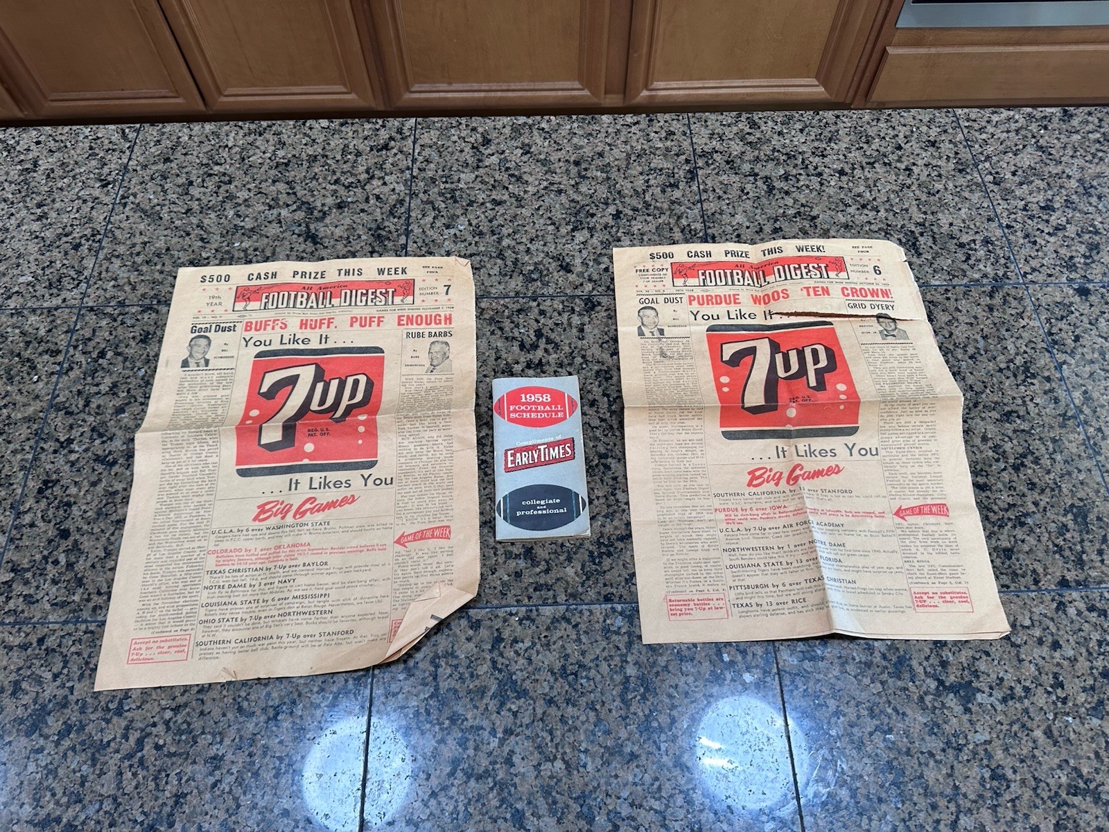 Vintage All American Football Digest 1958 & 1959 Papers 7 Up Lot W/ 58 Schedule Vintage All American Football Digest 1958 & 1959 Papers 7 Up Lot W/ 58 Schedule