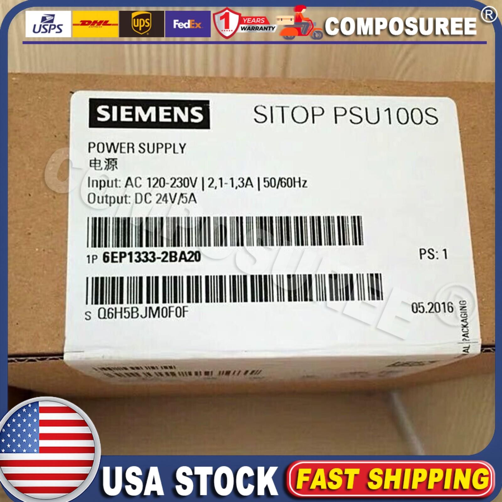 New Siemens SITOP PSU100S 24 V/5 A power supply 6EP1333-2BA20 6EP13332BA20