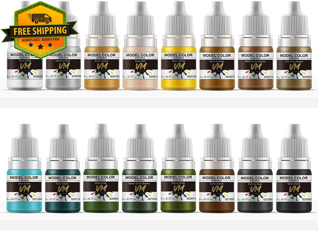 16 Bottles WWII Military Acrylic Miniature Paint Set 5ml Armor Infantry Shades