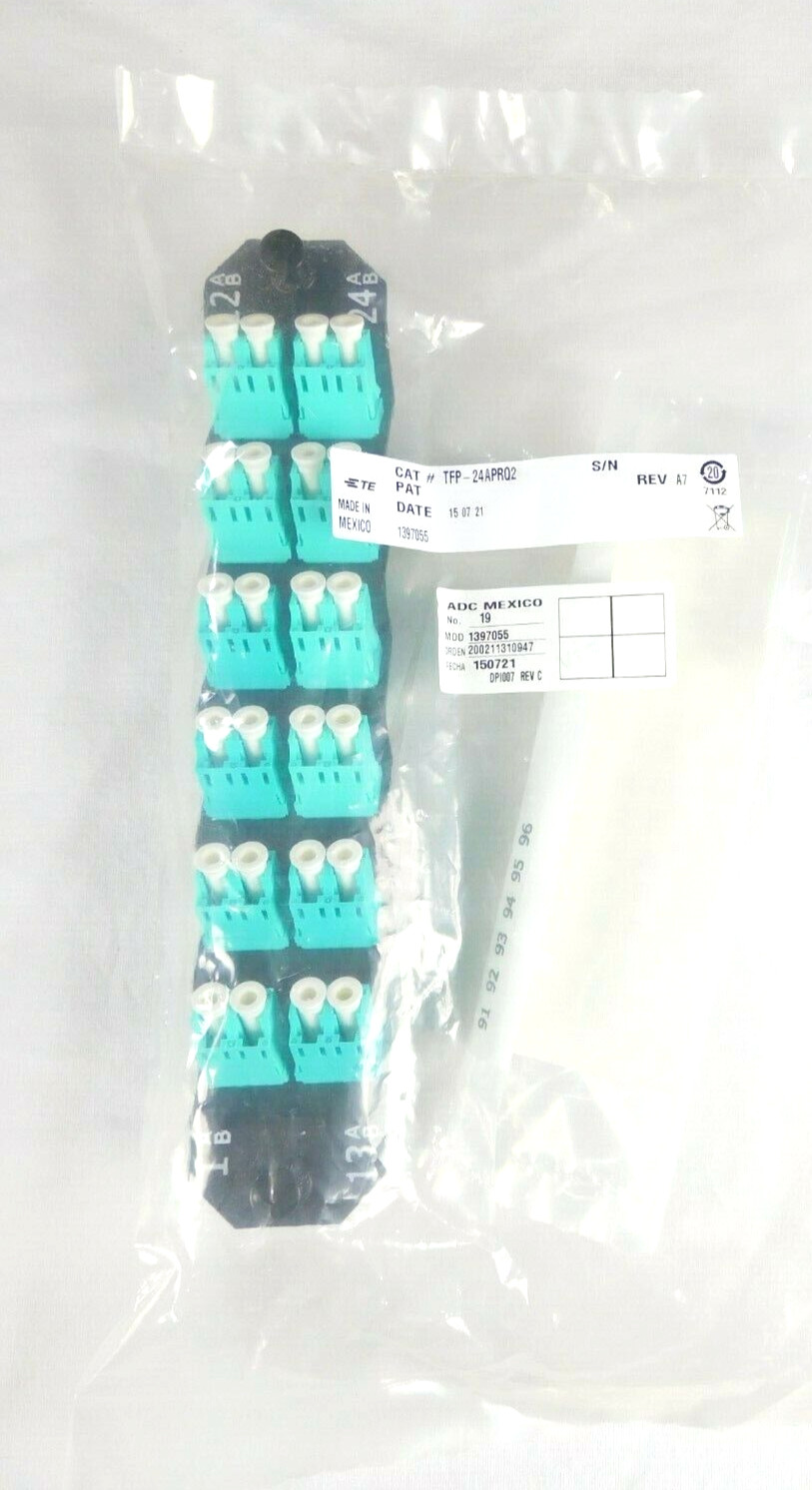 TFP-24APRQ2 Fiber Optic Adapter Pack, OM1/OM2 MM, 6 Quad LC Adapters, Aqua
