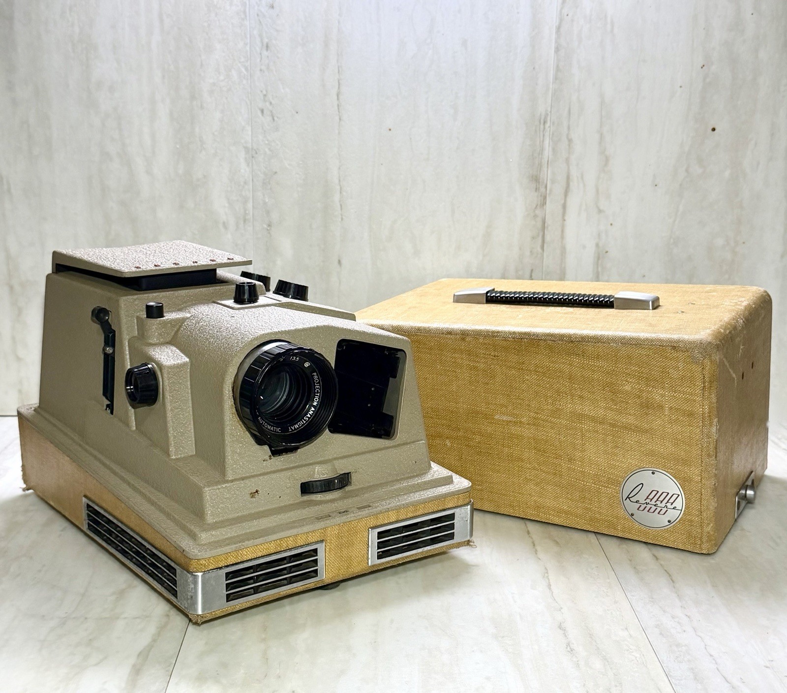 Vtg Revere 888 Slide Projector Wollensak Lens CORD Handy Screen Case TESTED
