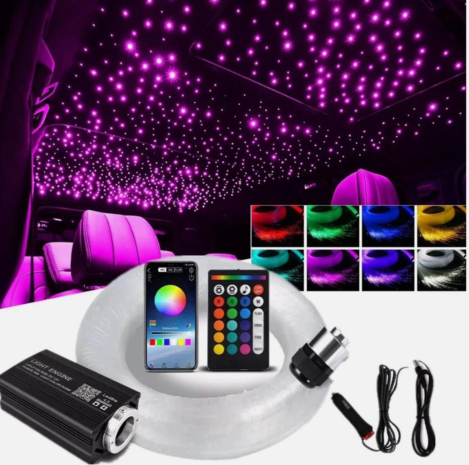 1000PCS Fiber Optic Car Home Headliner Star Light Kit Roof Twinkle Ceiling Light
