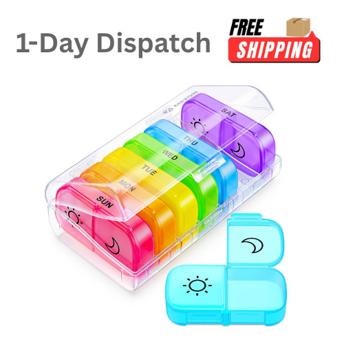 AUVON XL Weekly Pill Organizer AM PM 7 Day Rainbow AUVON XL Weekly Pill Organizer AM PM 7 Day Rainbow