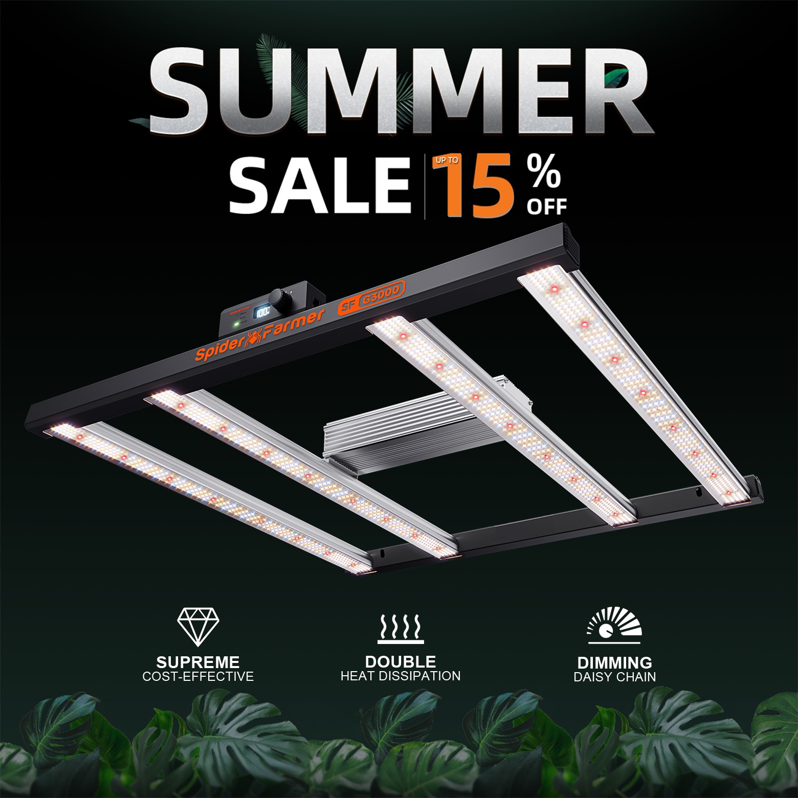 Spider Farmer G3000 LED Grow Light Full Spectrum Commercial Grow Indoor Plants Spider Farmer G3000 LED Grow Light Full Spectrum Commercial Grow Indoor Plants