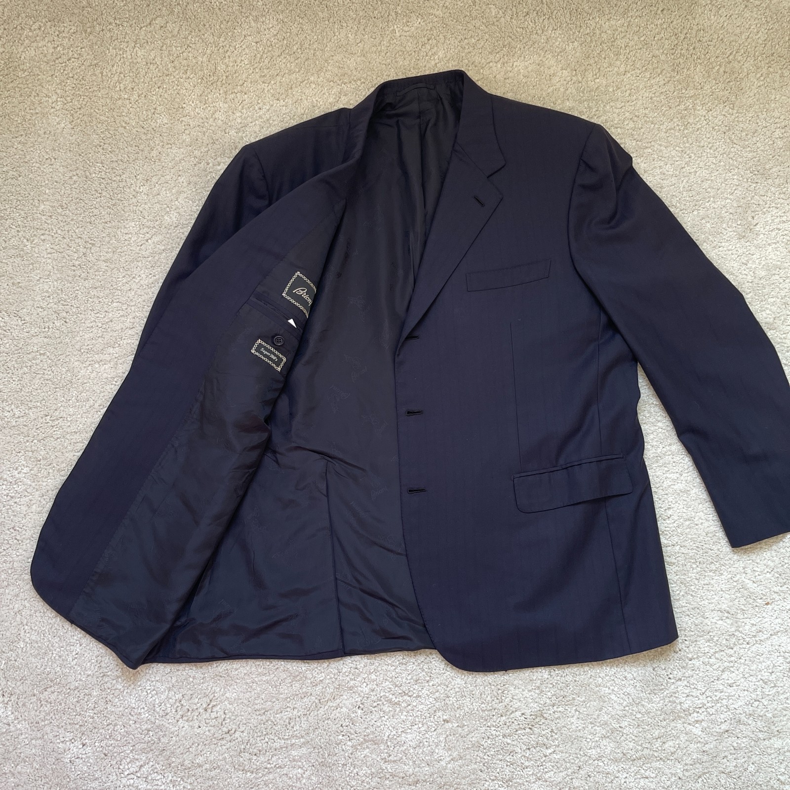 Brioni Palatino Suit Jacket Blazer 58 R US 48 Navy Blue Super 200s Wool Italy Brioni Palatino Suit Jacket Blazer 58 R US 48 Navy Blue Super 200s Wool Italy
