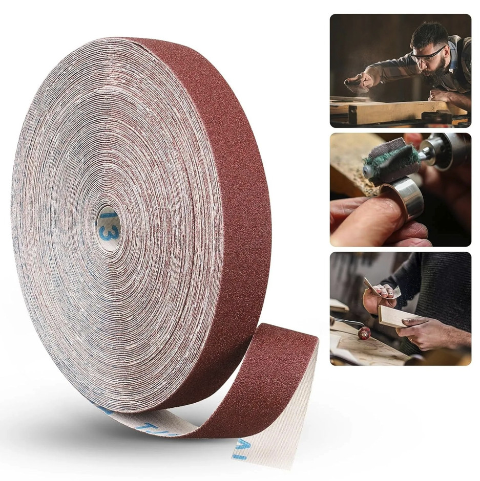 1pc 5M Emery Cloth Sandpaper Roll 1Inch Wood Metal Polishing Tape - NEW
