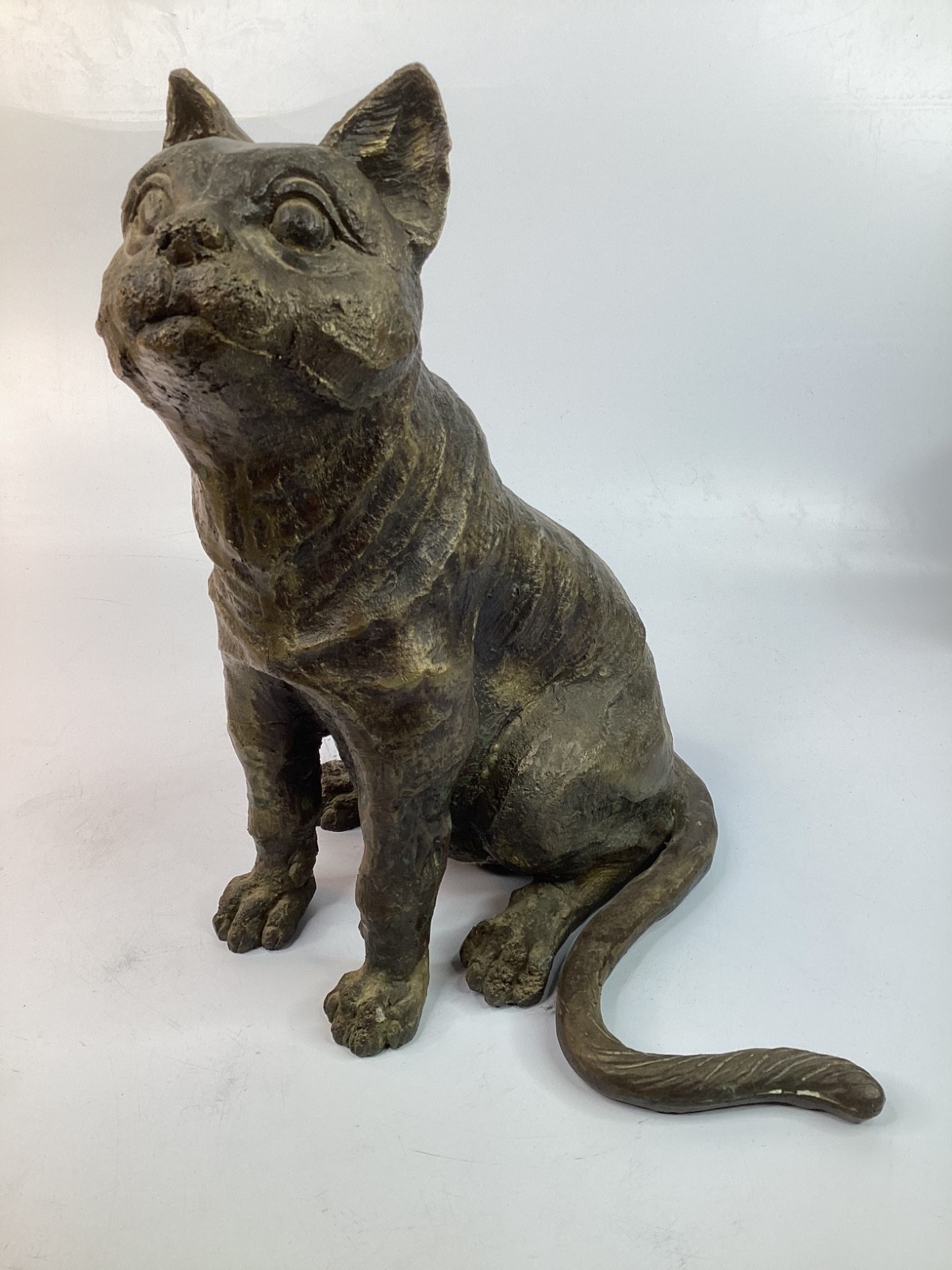 11” Vintage Antique metal Brass Cat Doorstop statue 8lbs  (L6)