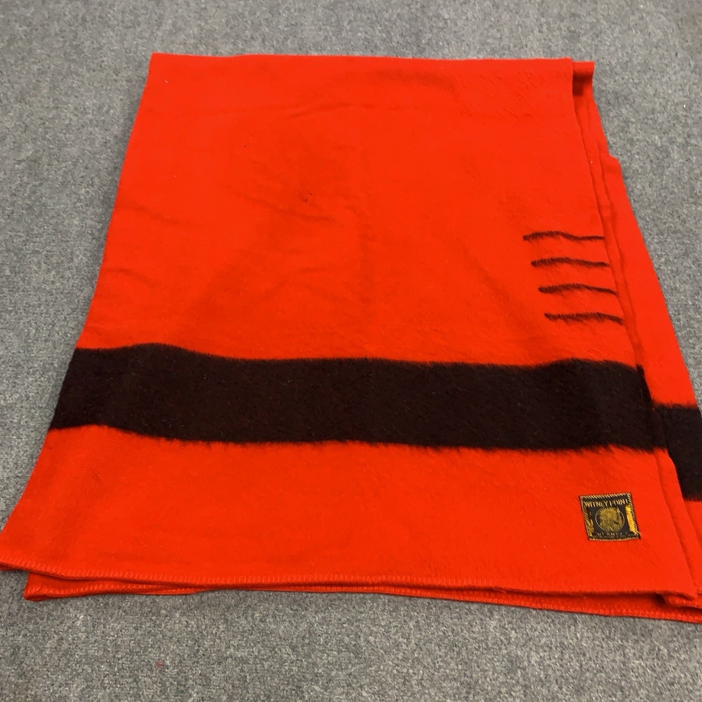 VTG 50s Witney Point Red Wool 4 Point Blanket 90X72 Stripe Earlys England