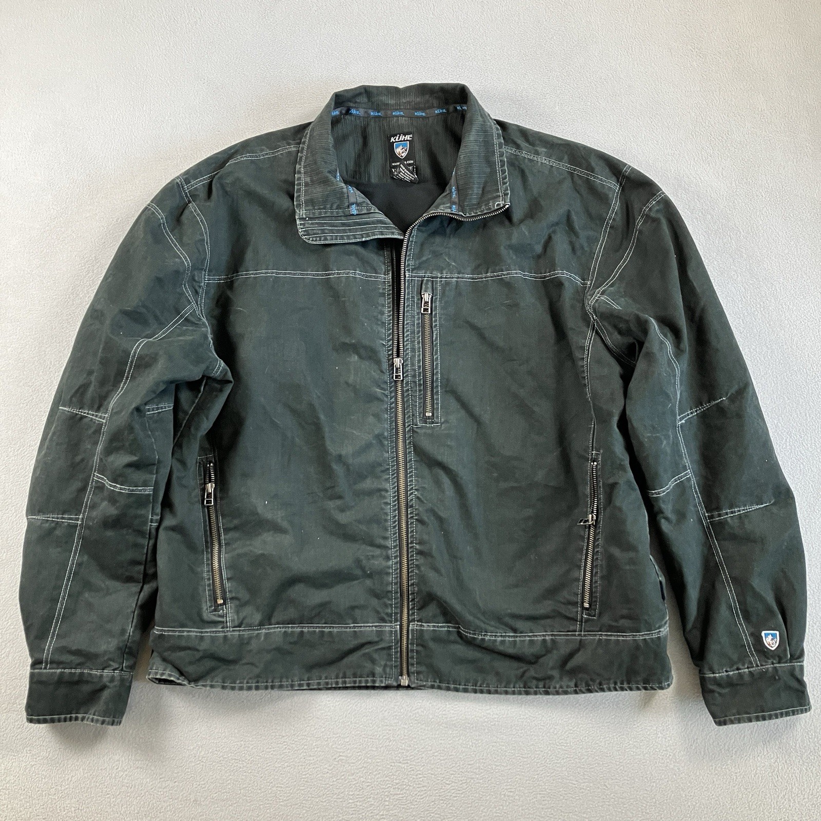 KÜHL Burr Vintage Patina Dye Canvas Workwear Jacket Men’s XXL Black Full Zip