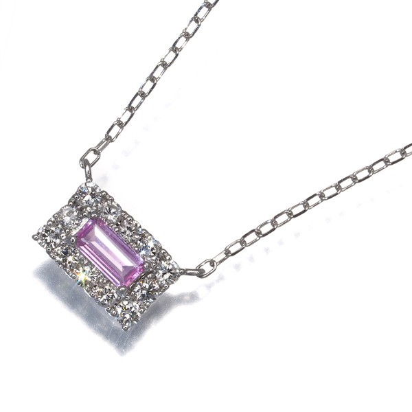 Pink Sapphire 0.19ct Diamond 0.20ct Necklace 950 850 Platinum
