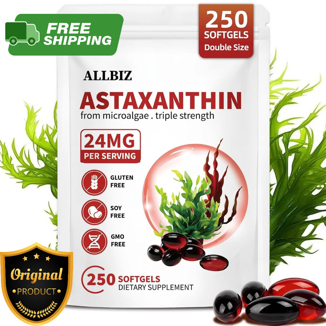 ALLBIZ Astaxanthin 24mg | 250 Softgels | 250-Day Supply | Premium Antioxidant 