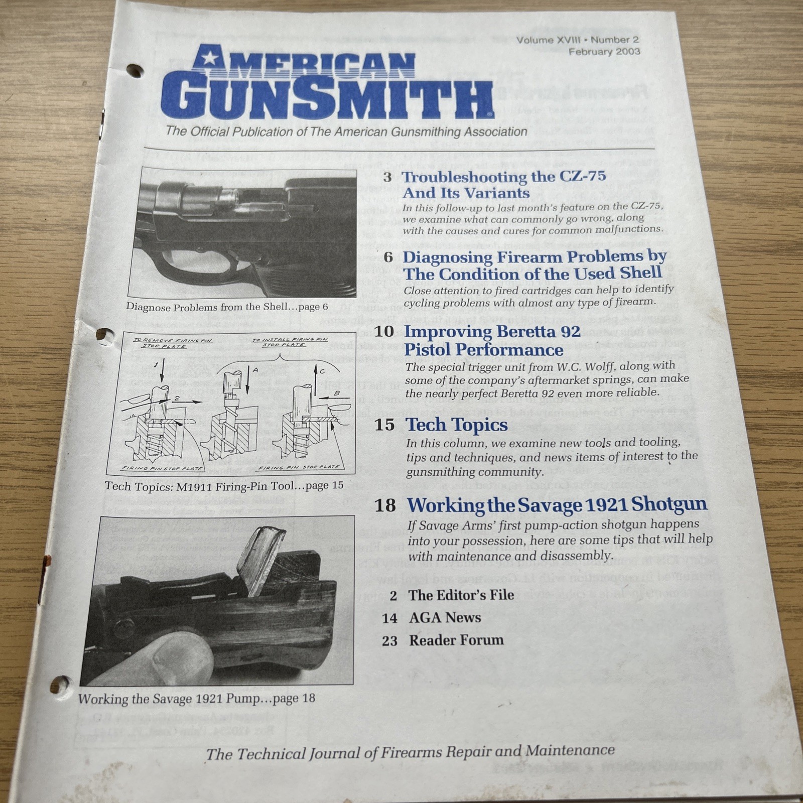 AMERICAN GUNSMITH FEBRUARY 2003,  WORKING THE SAVAGE 1921 SHOTGUN