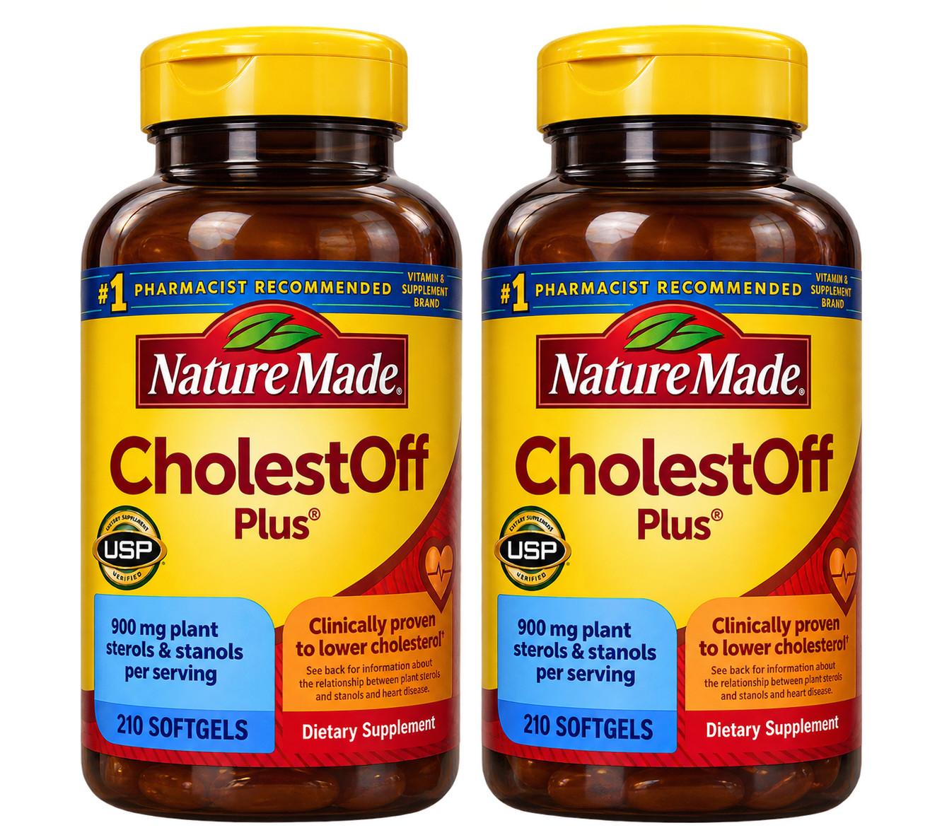 2 Pack Nature Made CholestOff Plus 900 mg 210 Softgels Lower Cholesterol 2 Pack Nature Made CholestOff Plus 900 mg 210 Softgels Lower Cholesterol