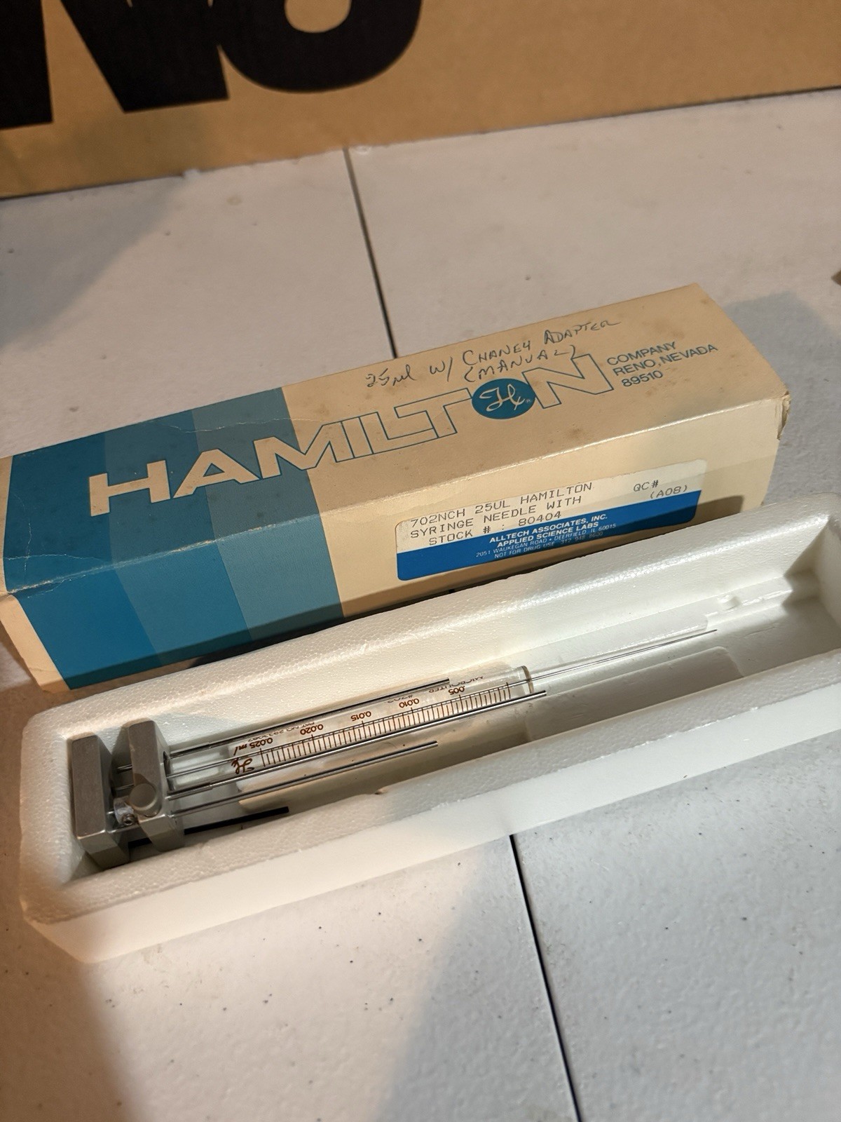 Hamilton 702NCH 25uL Microliter Syringe 80404 Chaney Adapter Vintage NOS