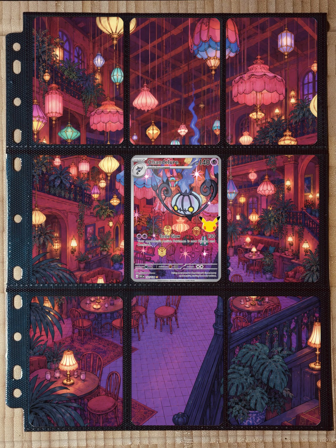 Pokémon Chandelure 137/128 Extended Art Binder Insert | 3x3 9-Pocket