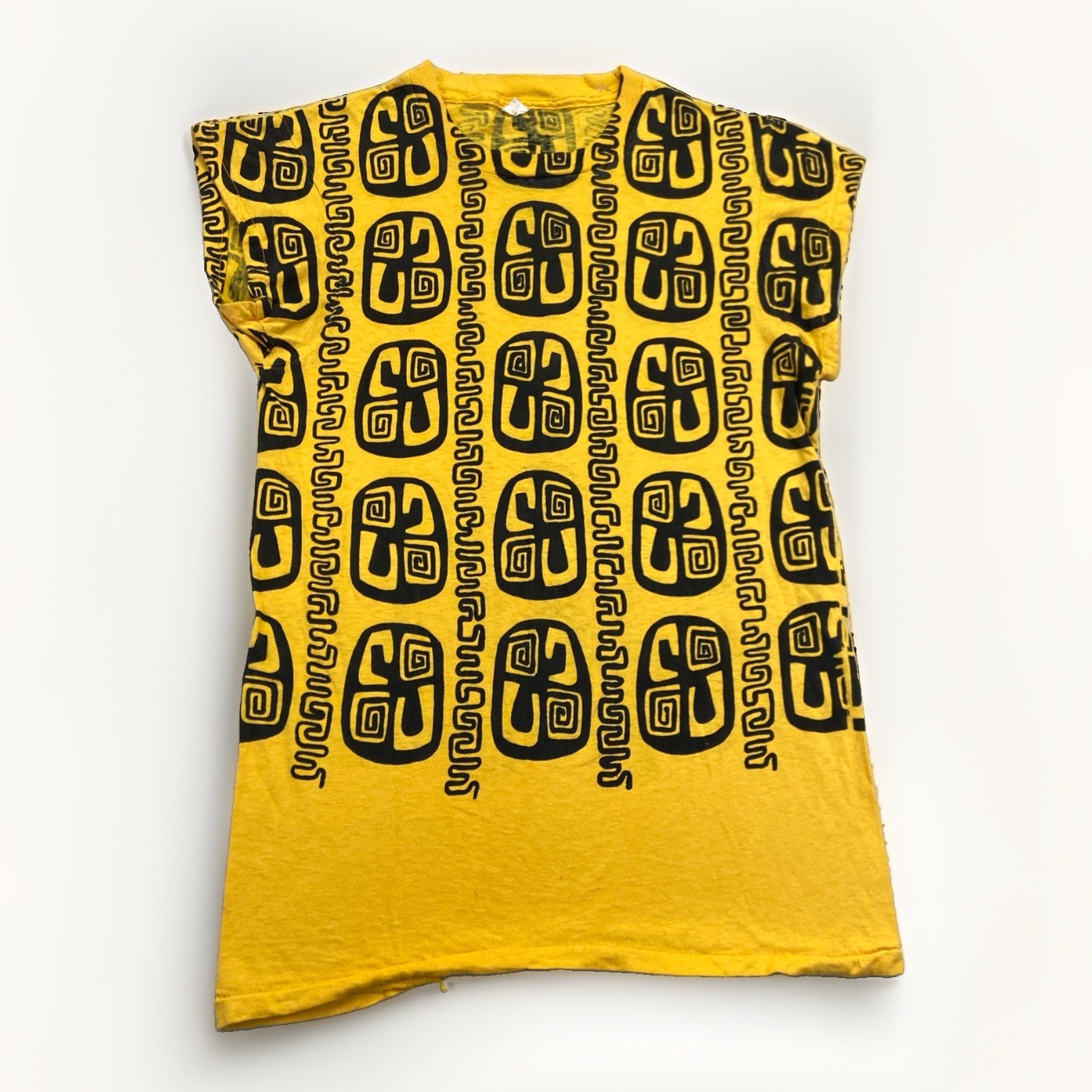 Vintage Shirt Mens S Yellow Cotton New Wave Bunch of Artist 80s Punk Tribal