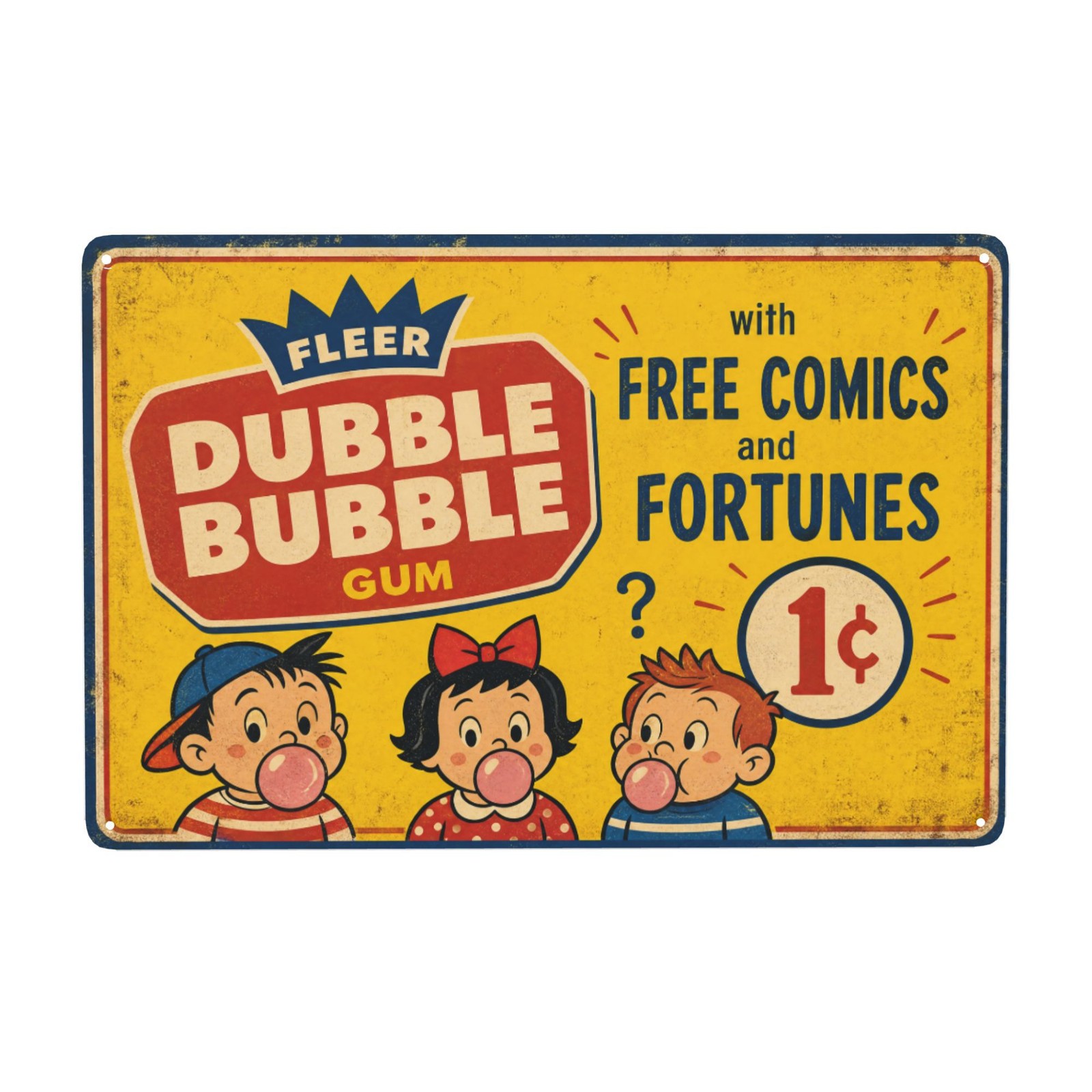 Vintage Dubble Bubble Gum Retro Vintage 8x12 Inch Metal Wall Decor Sign