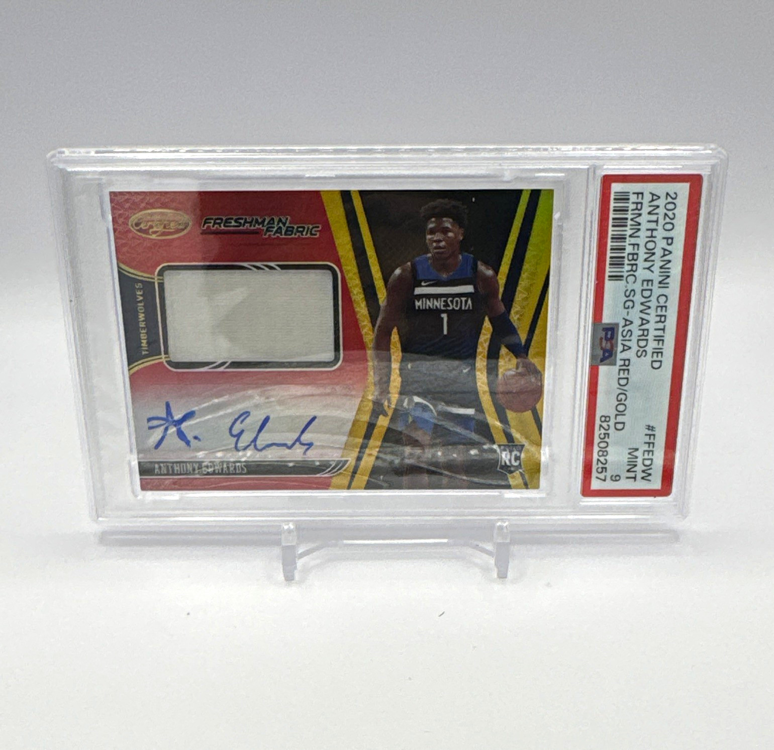 Panini 2020-21 Certified Anthony Edwards FF-EDW RC Patch Auto Red/10 PSA