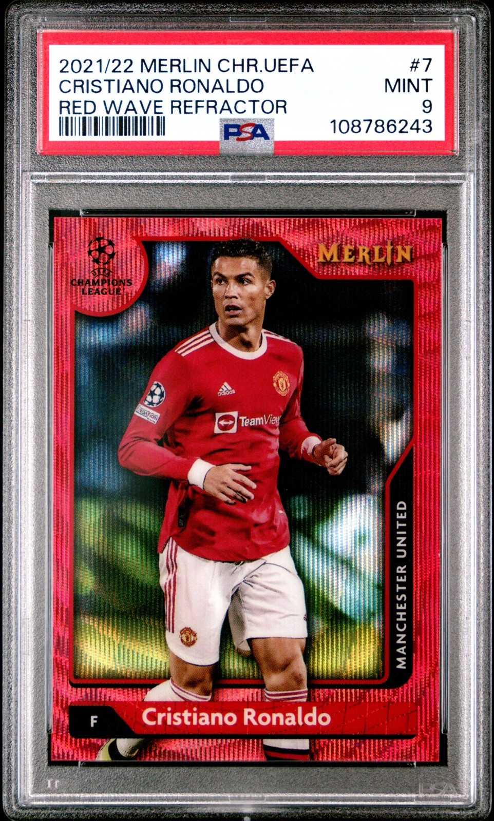 2021/22 MERLIN CRISTIANO RONALDO RED WAVE REFRACTOR /5 (No Grade Higher) PSA 9 2021/22 MERLIN CRISTIANO RONALDO RED WAVE REFRACTOR /5 (No Grade Higher) PSA 9