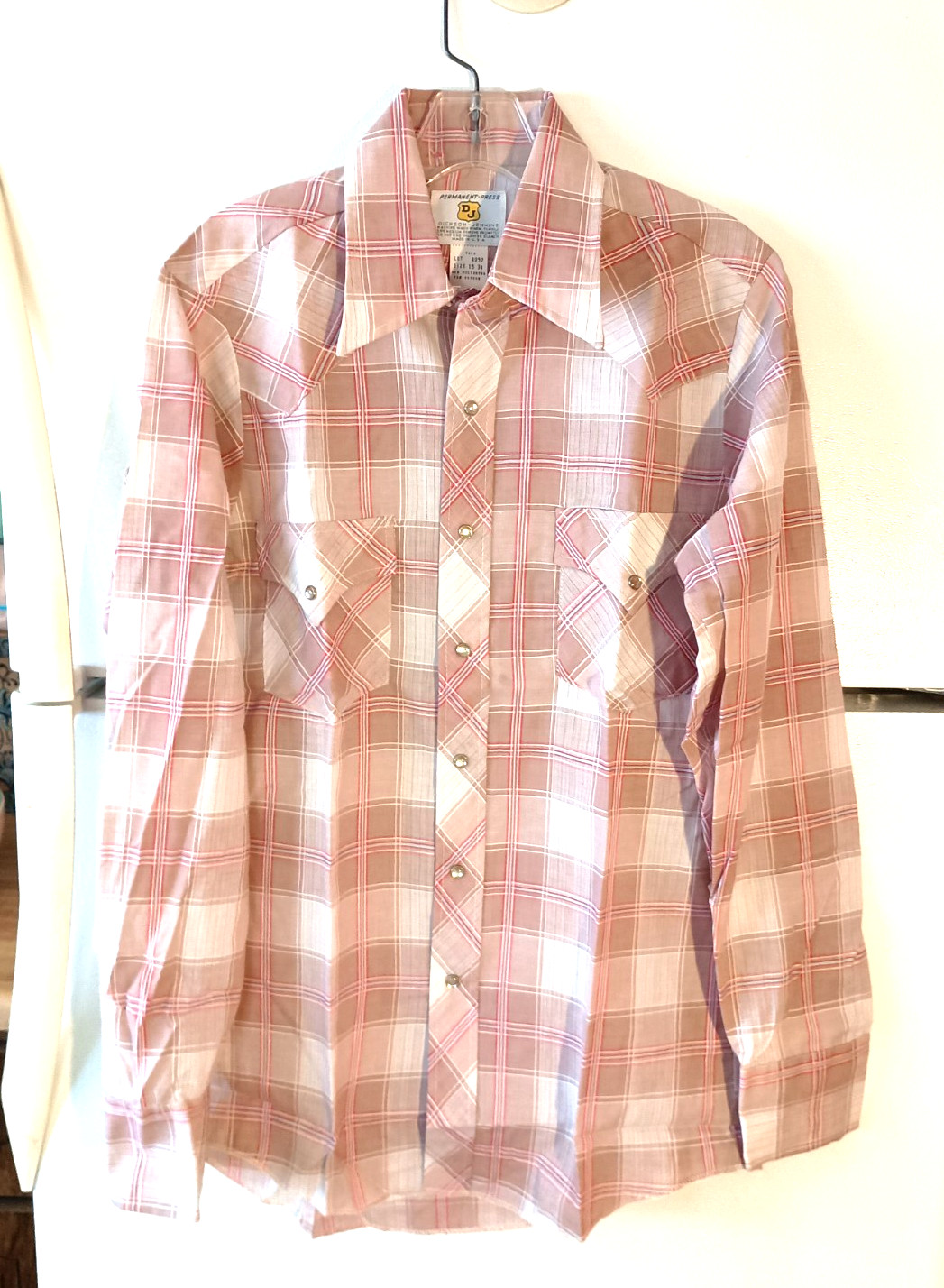 NEW VTG MEN\'S DICKSON JENKINS PLAID PEARL SNAP LONG SLEEVE WESTERN SHIRT 15 34