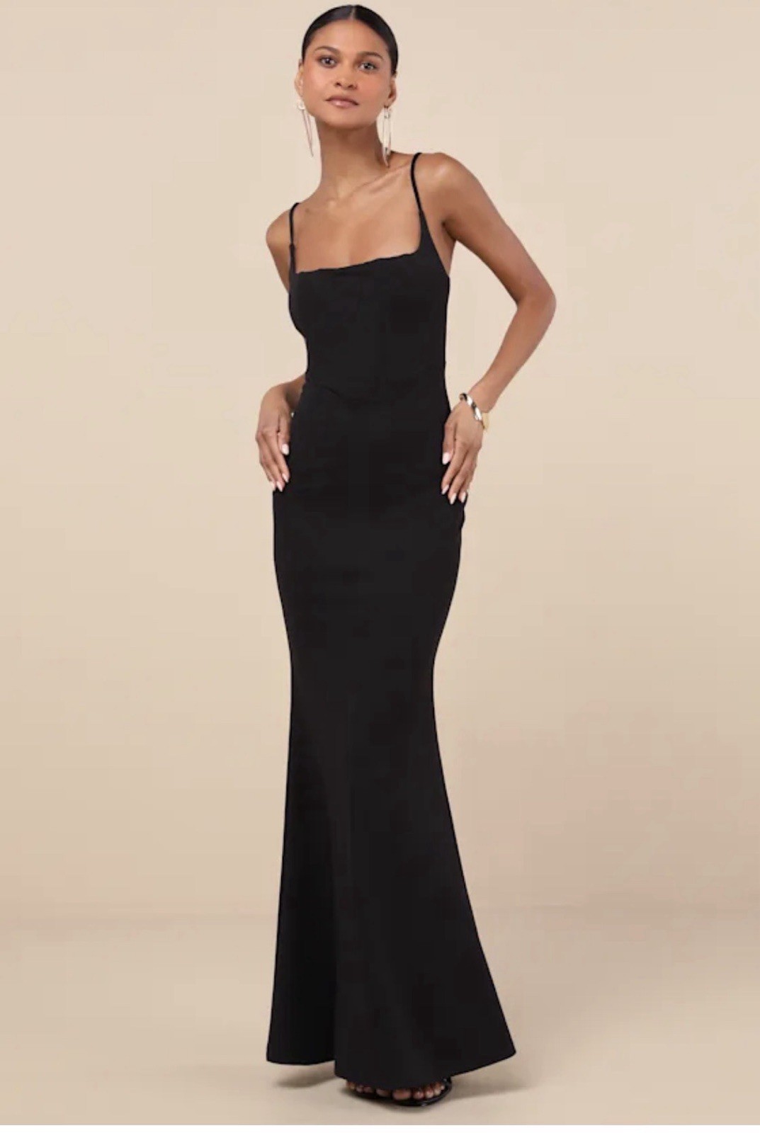 Lulus NWT Imre Black Sleeveless Mermaid Maxi Dress size small