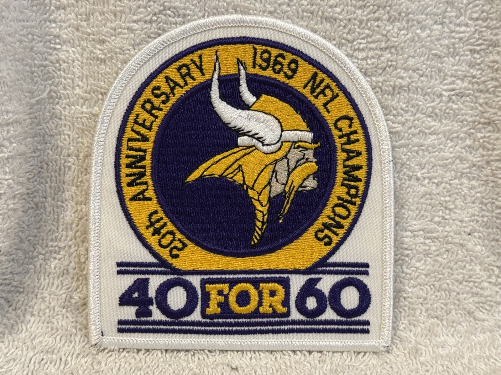 VINTAGE Minnesota Vikings 1989 20th Anniversary 1969 NFL Champs 40 for 60 Patch