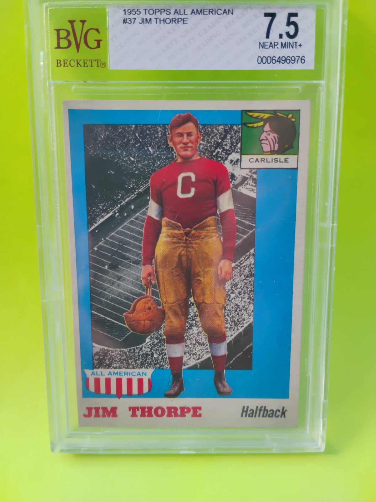 1955 Topps All American 37 Jim Thorpe BVG 7 . 5 NM + Beckett