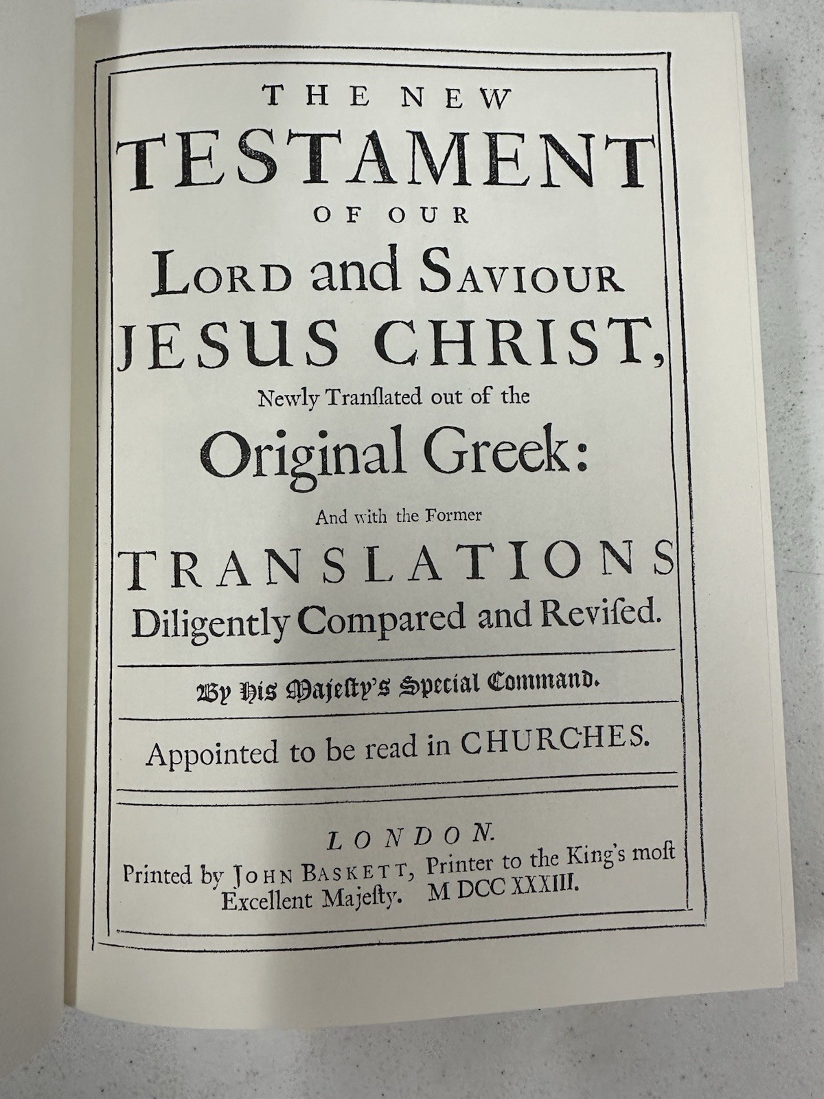 1733 KJV New Testament Facsimile Replica John Baskett Colonial Bible Illustrated