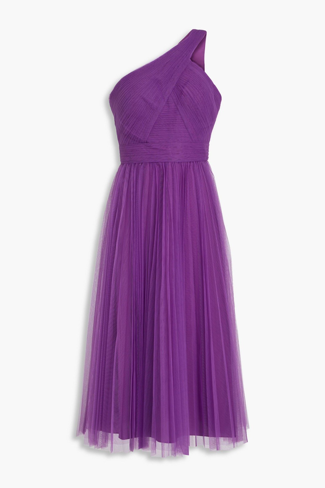 Zac Posen Womens Asymmetrical Pleated One Shoulder Zipped Dress Purple Size 10