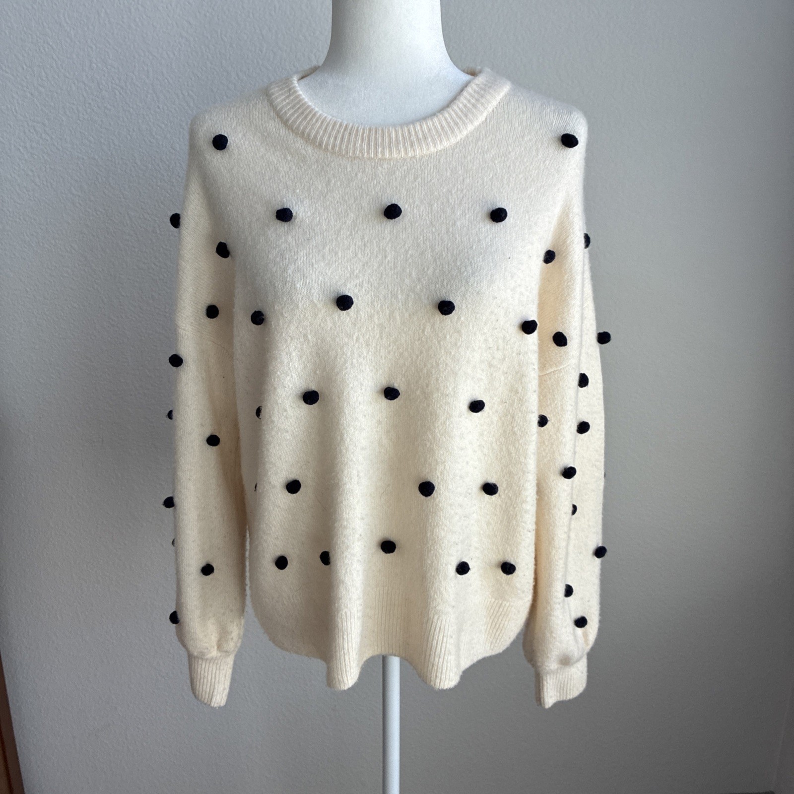 Madewell Brockton Bobble Sweater Coziest Yarn Merino Wool Blend Medium Polka Dot Madewell Brockton Bobble Sweater Coziest Yarn Merino Wool Blend Medium Polka Dot