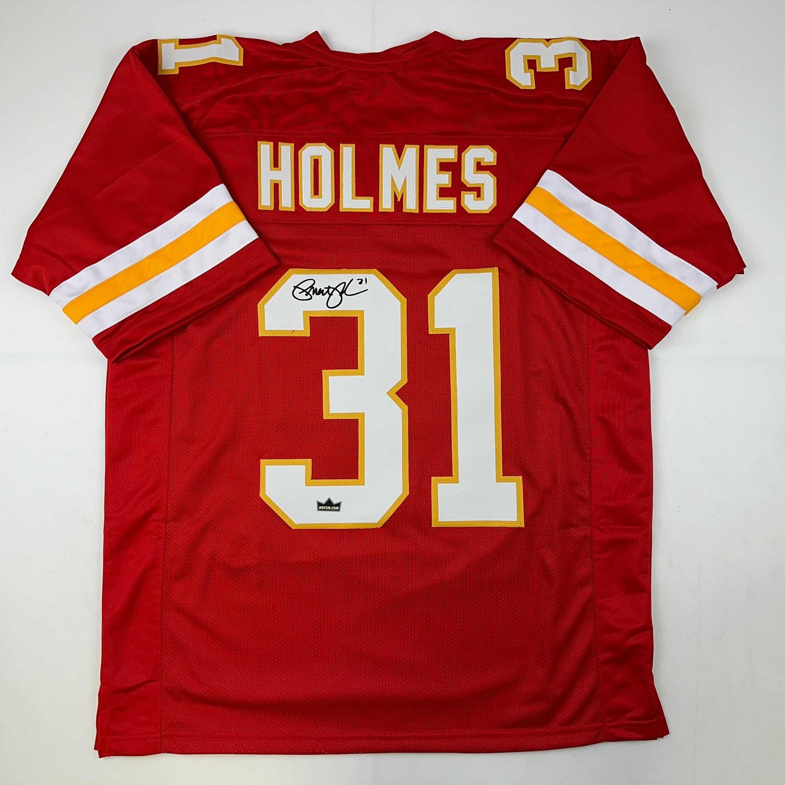 Facsimile Autographed Priest Holmes Kansas City Red Jersey Size Men\'s XL
