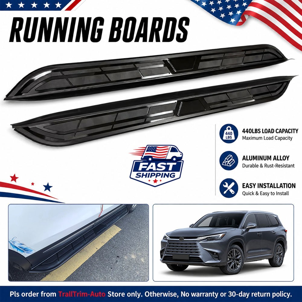 2PCS Running Boards Side Steps Nerf Bars Fits For Lexus TX 2024-2026 Black