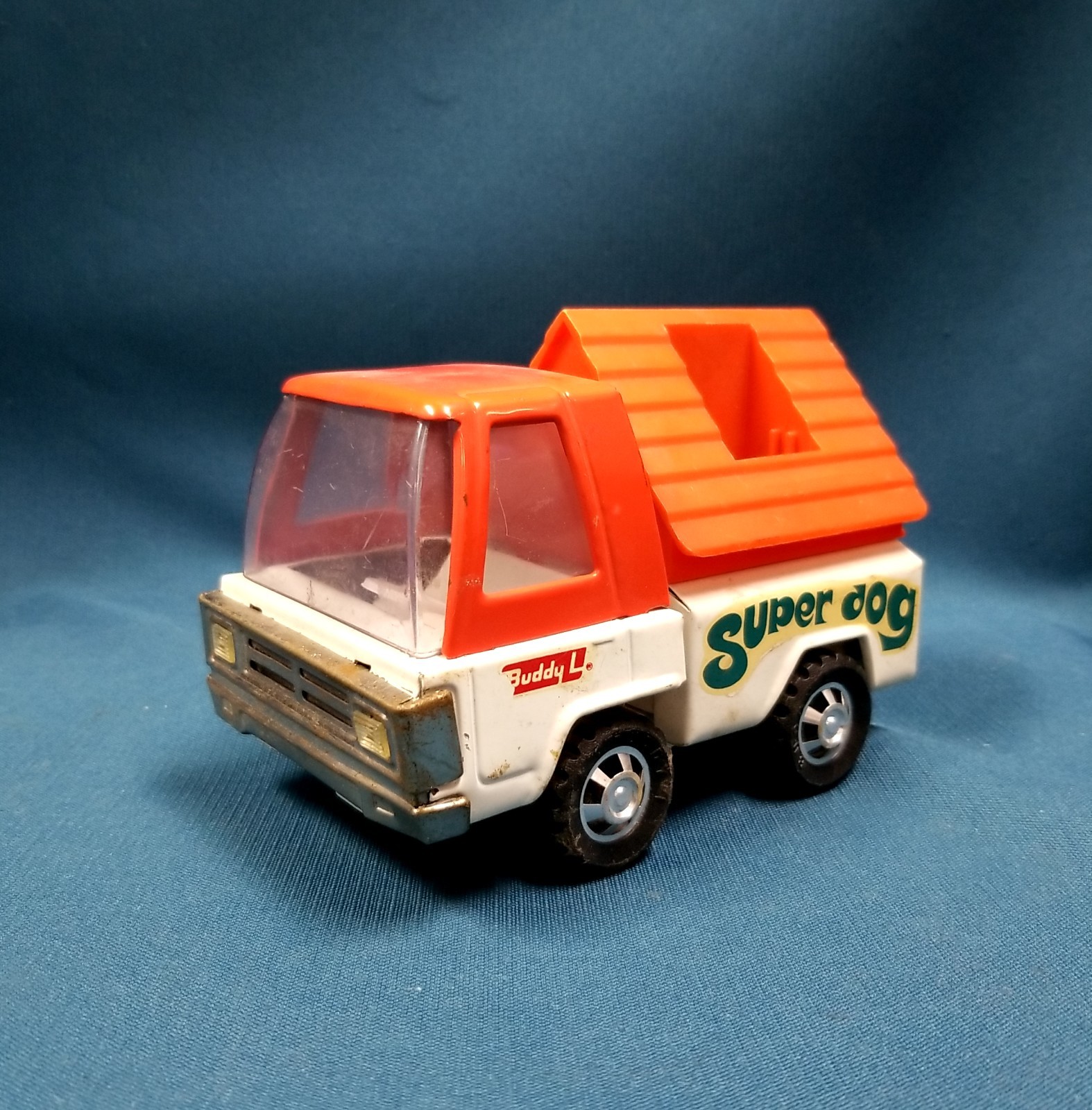 VTG Buddy L Super Dog Truck 1970s Orange Cab White Body 6 1/4\