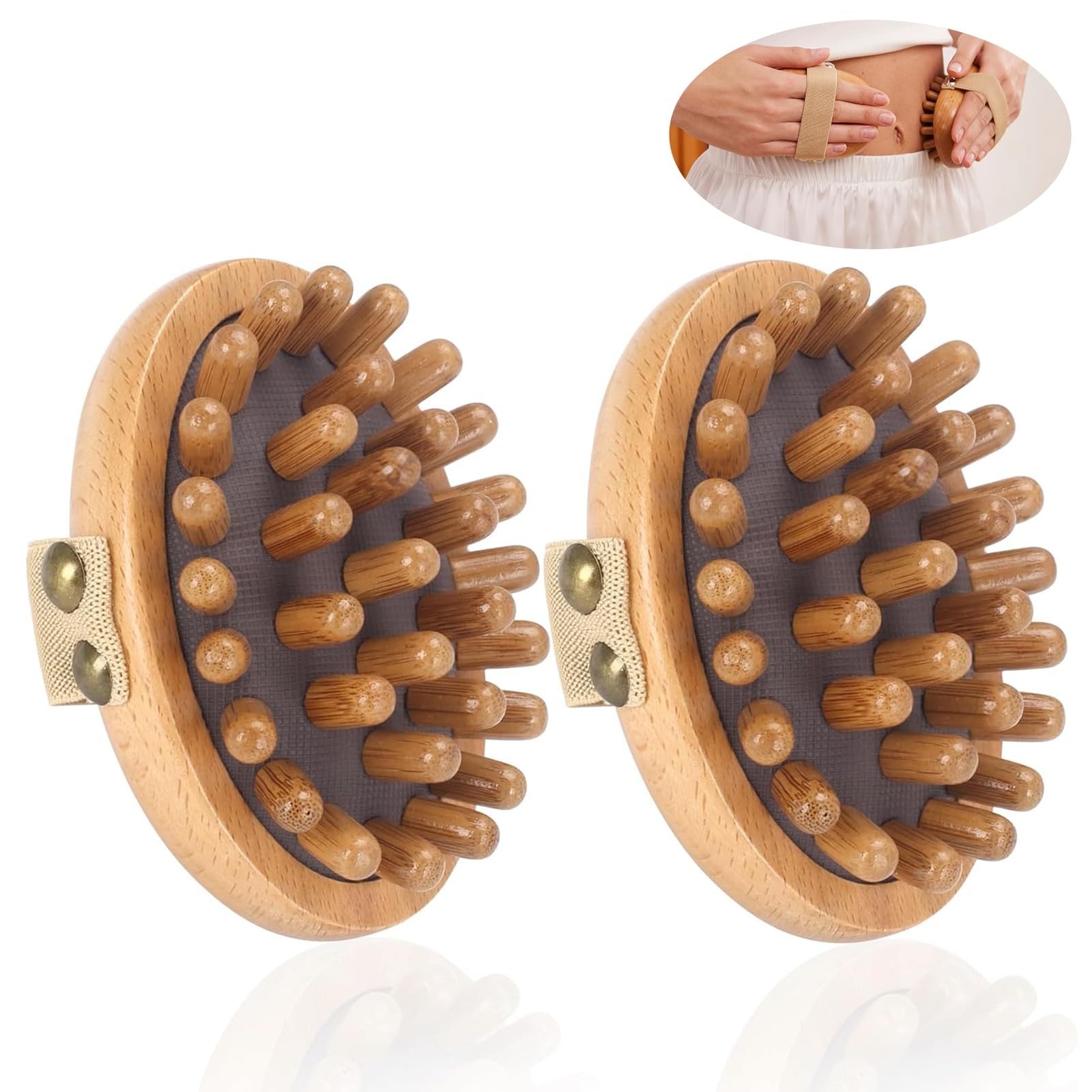 2PCS Meridian Massage Brush,Gua Sha Tool,Body Massage Brush,Wood Therapy Massage