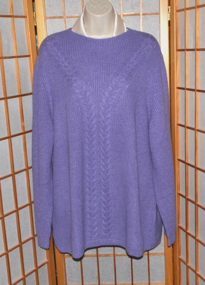 NWT Talbots Women Plus $99 Lavender Wool&Nylon Blend Ribbed Cable Sweater Sz. 2X NWT Talbots Women Plus $99 Lavender Wool&Nylon Blend Ribbed Cable Sweater Sz. 2X